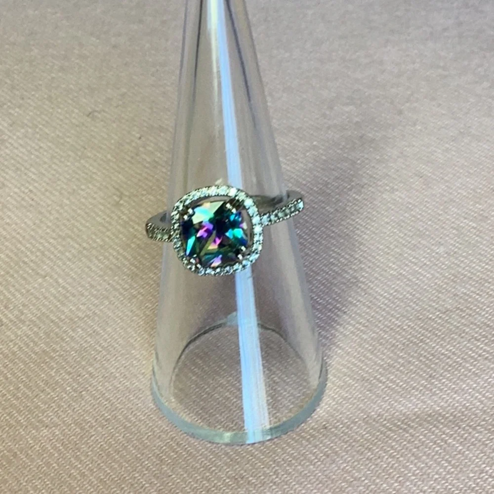 FINAL SALE PRICE Marked 925 Silver Mystic & White Topaz Ring - Picture 4 of 8